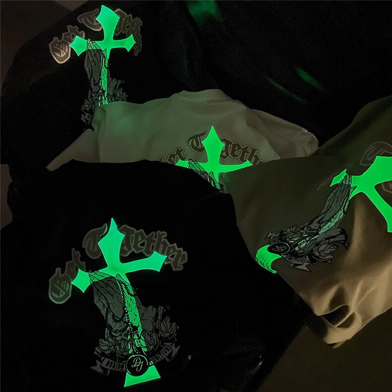 夏季新款夜光十字架重磅纯棉短袖T恤M~5XL XZ604-DT212-P45控58图片