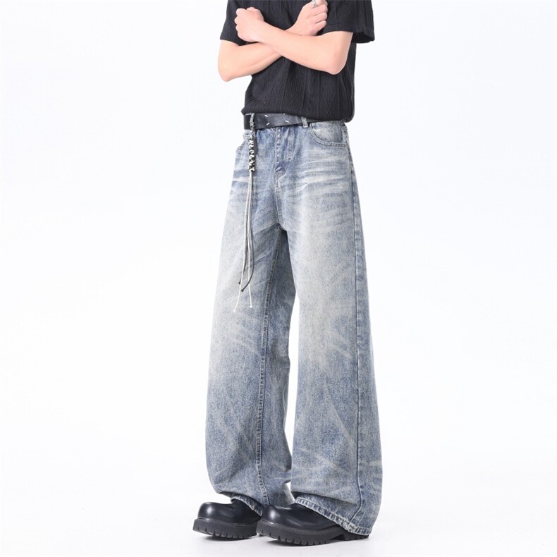 XZ-221-1/K1991/P65高品质美式复古水洗猫须宽松拖地痞帅气牛仔裤，男装牛仔裤，星座221-1