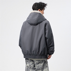 自家图有视频加绒毛领棉衣冬季新款座山雕连帽派克棉服M2555p88，男装棉衣，电商D315