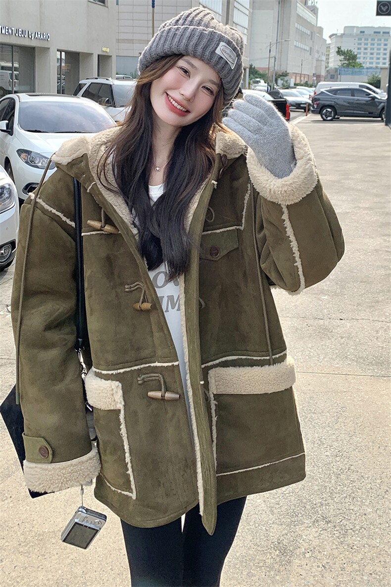 【新款】粉色皮毛一体羊羔毛外套883-P190-K289,女装棉衣/棉服,2C305