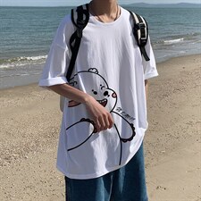 图案已注册港风日系休闲情侣潮大码风短袖T恤男7310F25控38，男装T恤，星座227-7