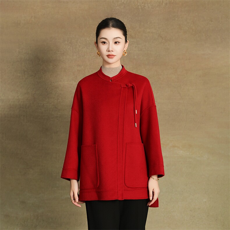 时尚潮流2024年秋季常规款百搭气质双面呢羊毛大衣，女装双面呢大衣，亿美羊绒