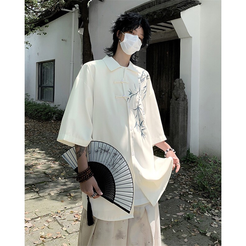 新中式衬衫男士韩版潮流刺绣痞帅气文艺2024新款ins外套CY771-P36,男装衬衫,星座412-2