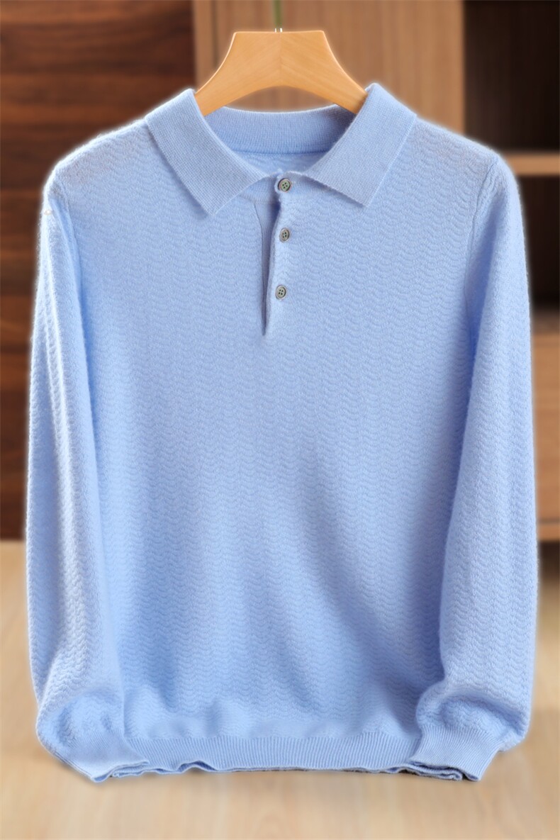 男士polo衫长袖t恤男2024年秋冬季加厚保暖衣服男韩版潮流内搭,男装羊毛衫,鹿一羊绒
