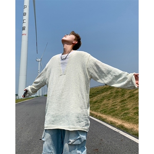 美式复古设计感长袖毛衣男2025新款破洞流苏针织衫外套 MX048-P42图片