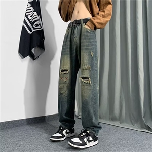 牛仔裤男春季潮大码休闲裤子高街N9031P45
