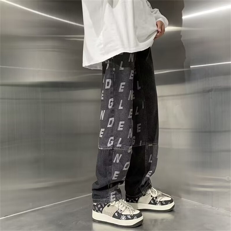 牛仔裤男秋季潮大码休闲裤子高街N5046P45,男装牛仔裤,星座1116-2