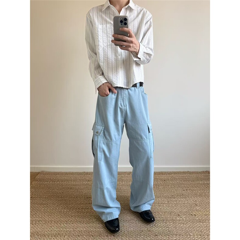 自家图~现货老钱风工装裤多口袋洗褪面料CK736/P60，男装工装外套，电商B350