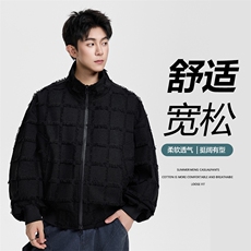 得物二开美式高街潮牌方格设计感夹克外套男2025秋季JK1218-P100，男装夹克，星座1103-3