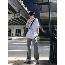 美式hiphop烟灰色毛边修身直筒显瘦牛仔裤痞帅高街，男装牛仔裤，星座310A-4