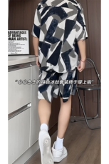 短袖衬衫男+短裤男潮流休闲套装男M-5XL大码TZ78704P50控98模特图，男装休闲套装，星座226-1