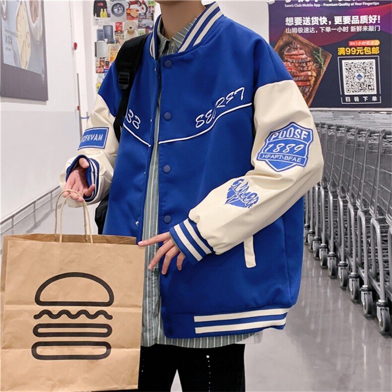 vintage棒球服男春秋季夹克新款ins潮牌美式宽松拼接外套8710-P72,男装夹克,星座1008