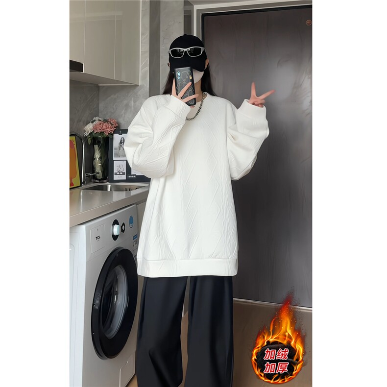 冬装加绒加厚保暖男士套头卫衣时尚银狐绒圆领卫衣W8808-特P40,男装棉衣,电商A006