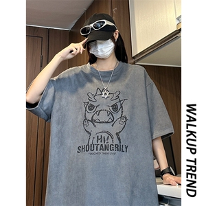 7个高点击恐龙印花麂皮绒短袖t恤男夏X416B-1-DY3022-特P25限39图片