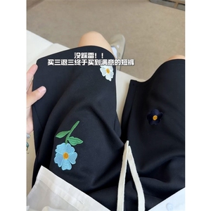 B221 美式ins高街刺绣小花休闲短裤五分裤 LK25544-特P25控58.8图片