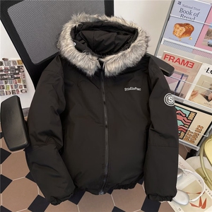 加绒加厚冬款男女连帽棉衣座山雕毛领保暖刺绣棉袄外套MY560 P90图片