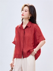 长期现货2026夏季新款提花衬衫女中老年妈妈装宽松天丝T恤上衣潮，女装衬衫，璐依舞