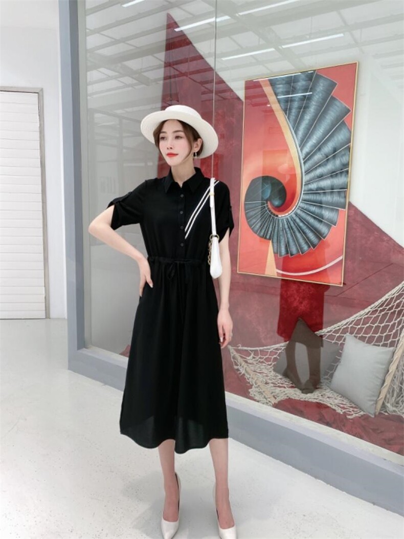 【现货】夏季新款纯色休闲收腰显瘦连衣裙，女装连衣裙，名怡