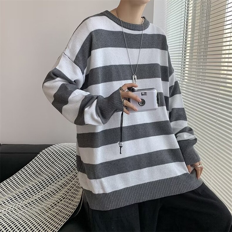 美式街头设计感圆领毛衣男慵懒风休闲针织衫M82P34,男装针织衫/毛衣,星座1116-2
