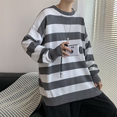 美式街头设计感圆领毛衣男慵懒风休闲针织衫M82P34，男装针织衫/毛衣，星座1116-2