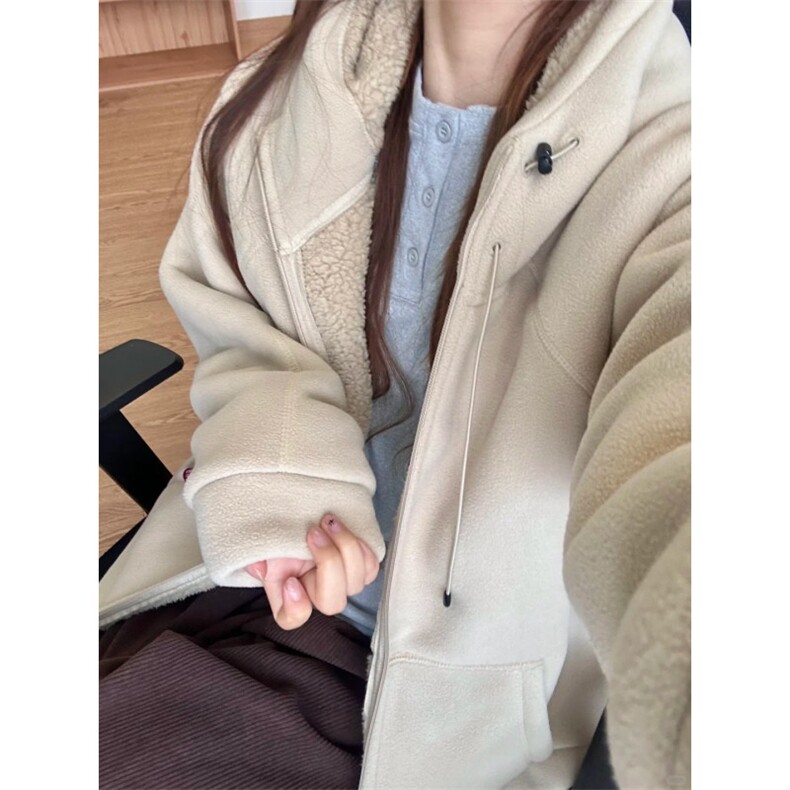 摇粒绒连帽拉链卫衣外套1302-GS02-P55成分100聚酯纤维,女装短外套,星座1302