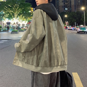 假两件机车服皮衣外套男高级感痞帅宽松休闲pu皮夹克JK0196-P93图片