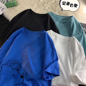 DX17166-P20 纯棉短袖t恤男大码半袖打底衫宽松体恤衫  平铺图片