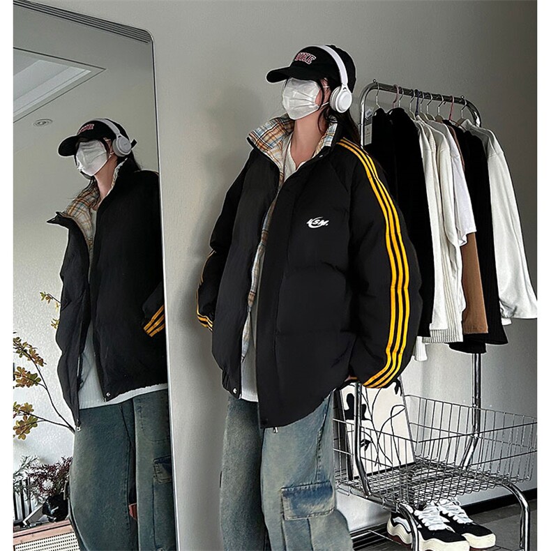 现货假两件格子羽绒棉衣抖音得物二开冬季棉服加厚外套BMY204,男装棉衣,电商A486