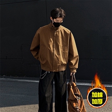 现货冬季美拉德立领飞行夹克廓形高街棒球服加棉加厚棉衣外套，男装夹克，电商A486-1