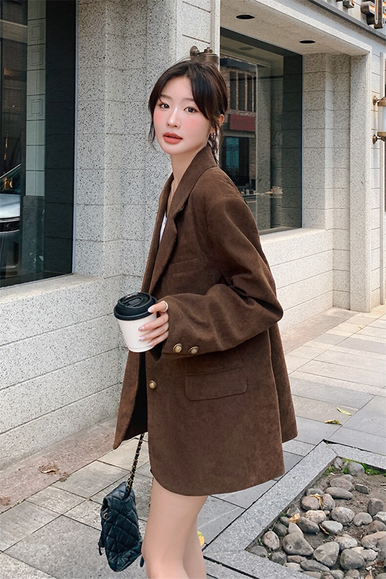 现货新款美拉德高级感灯芯绒休闲西装外套2952P155K228,女装西装,2C029