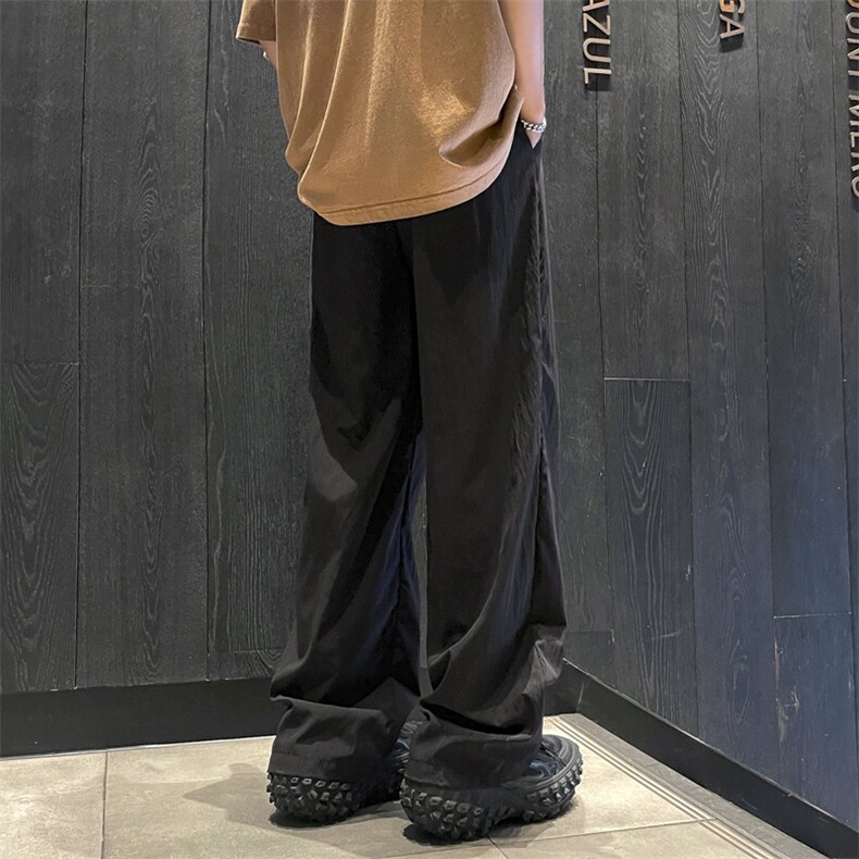 日系直筒冰丝速干休闲裤子新款夏季薄款褶皱宽松休闲裤,男装休闲裤,星座410-7