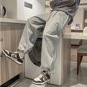 华夫格运动裤男大码抽绳休闲裤卫裤 HK78238-P35 加绒款P45图片