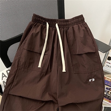 夏季新款港风日系复古纯色防水复合阔腿休闲裤短裤男潮DK820-P33，男装牛仔裤，星座313A(原308A-2)