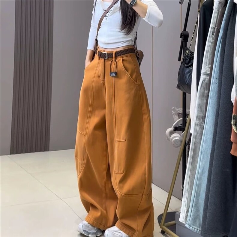 小众感弯刀裤牛仔裤女春秋季新款潮阔腿裤子宽松慵懒风AM015P62,男装牛仔裤,星座1013-5