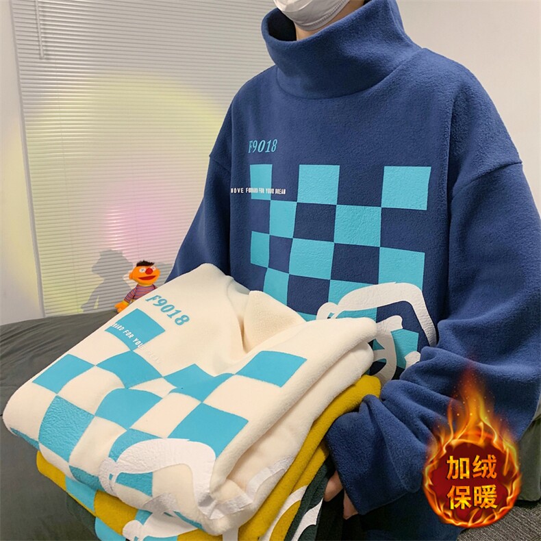M-5XL 港风ins潮男摇粒绒保暖卫衣高领打底衫 W236 P48限68图片