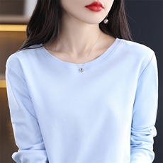 圆领长袖针织衫上衣女T恤日常穿搭细腻精仿2025春洋气内搭打底衫，女装T恤，暖烁羊绒