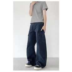 美式微喇叭牛仔裤男女复古cleanfit水洗棉工装裤子K90066-P60网图，男装牛仔裤，电商B245