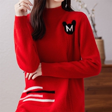半高领羊毛衫女中长款2024新款秋冬加厚内搭洋气，女装羊毛衫，蒙特羊绒