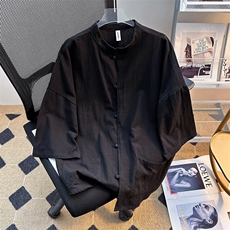 2025新中式七分袖棉麻衬衫短袖衬衣夏汉服马褂潮流现货T1851-P30，男装T恤，星座512-4