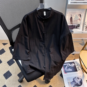 2025新中式七分袖棉麻衬衫短袖衬衣夏汉服马褂潮流现货T1851-P30图片