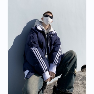 棉衣男韩版潮流拼色高街帅冬季保暖2024新款ins棉服外套MF174-P97图片