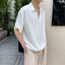 冰丝polo衫短袖t恤男士夏季薄款假两件衬衫v领半袖休闲体恤上衣男，男装T恤，星座506A