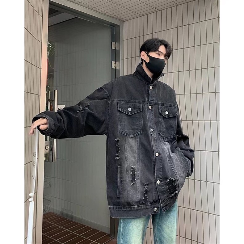 美式复古工装破洞牛仔外套男春季高街痞帅潮休闲上衣LWY1522-P65,男装工装外套,星座1008