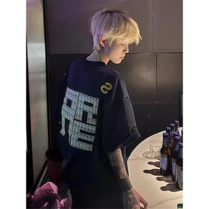 万针全刺绣工艺抖音得物高品质260克重磅纯棉双纱美式高街短袖T恤图片