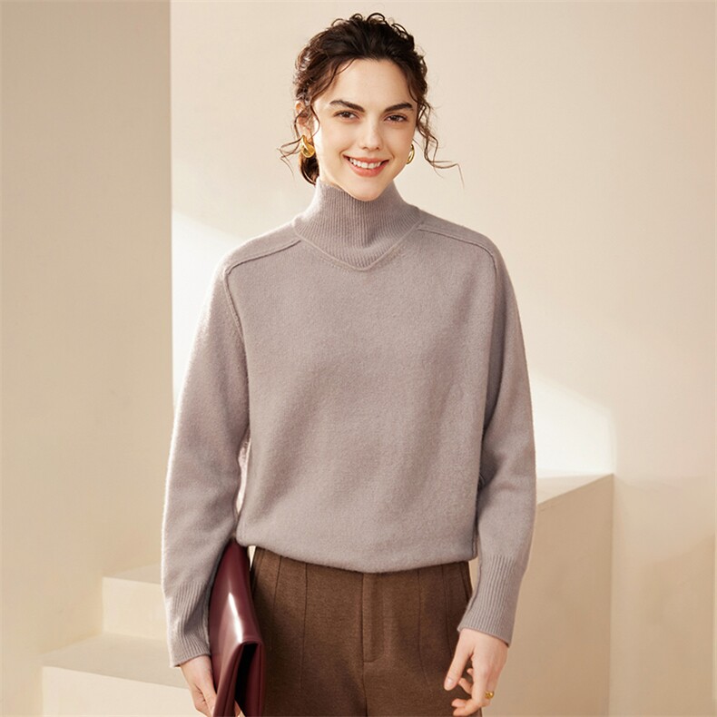 半高领针织打底衫女2024秋装新款气质内搭气质羊绒衫，女装羊绒衫，品秋羊绒