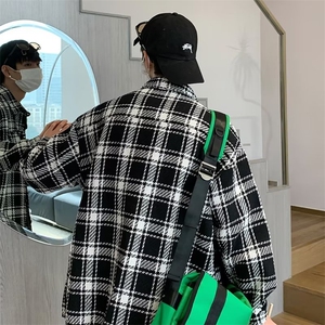 新款秋季潮牌痞帅炸街夹克男潮流百搭格子港风外套男潮J7289-P60图片