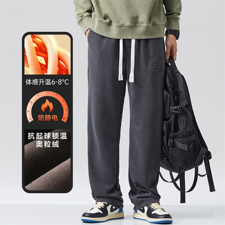 A178-1DY519AP85博奥绒华夫格秋冬季加绒美式休闲卫裤,男装休闲裤,电商A178-1