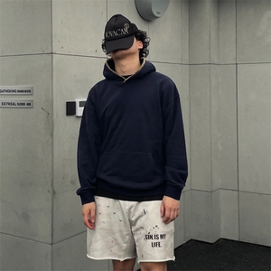 抖音得物高品质二开 25秋冬美式重磅宽松纯色连帽贝壳刺绣卫衣W63图片