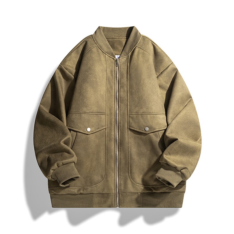 25春鹿皮绒复古棒球领夹克美式飞行服外套 无差价P80 (不低于118)图片