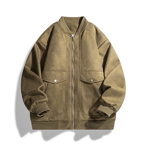 25春鹿皮绒复古棒球领夹克美式飞行服外套 无差价P80 (不低于118)图片